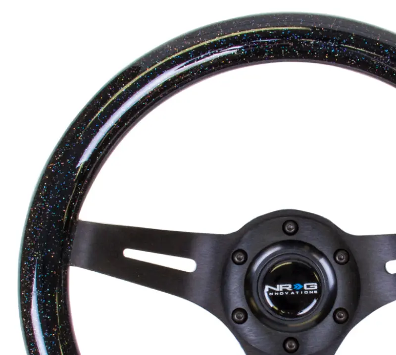 Nrg Classic Wood Grain Steering Wheel (310Mm) Black Sparkle W/Blk 3-Spoke Center 1