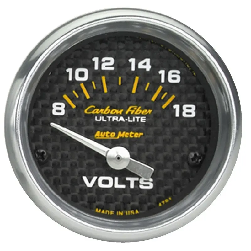 Autometer Carbon Fiber 52Mm 8-18 Volt Electronic Volt Meter 1