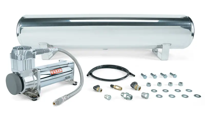 Air Lift 4 Gal. Polished Tank W/ Viair 444C Chrome Compressor (Incl. Fittings & Mounting Hardware) 1