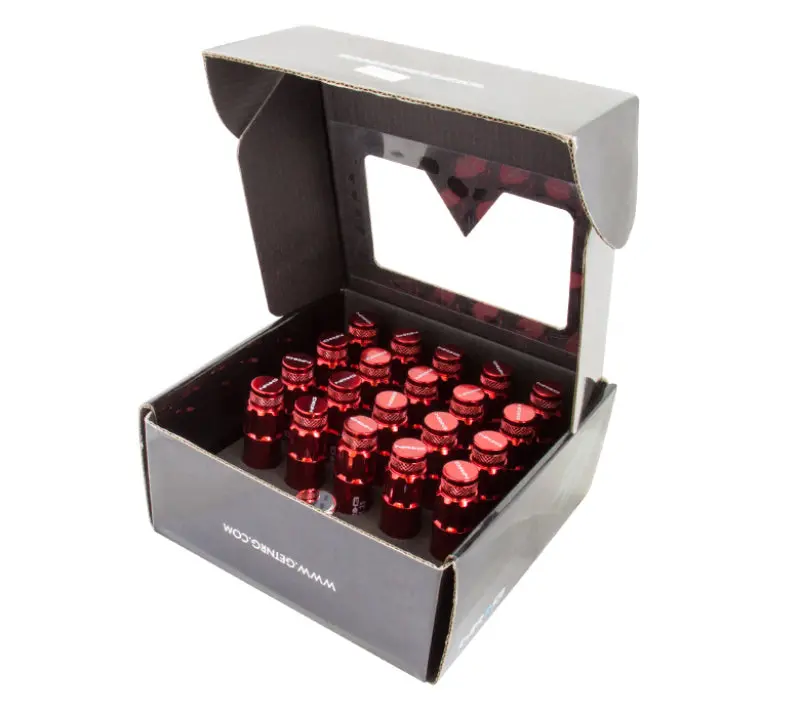 Nrg 700 Series M12 X 1.25 Steel Lug Nut W/Dust Cap Cover Set 21 Pc W/Locks & Lock Socket - Red 1