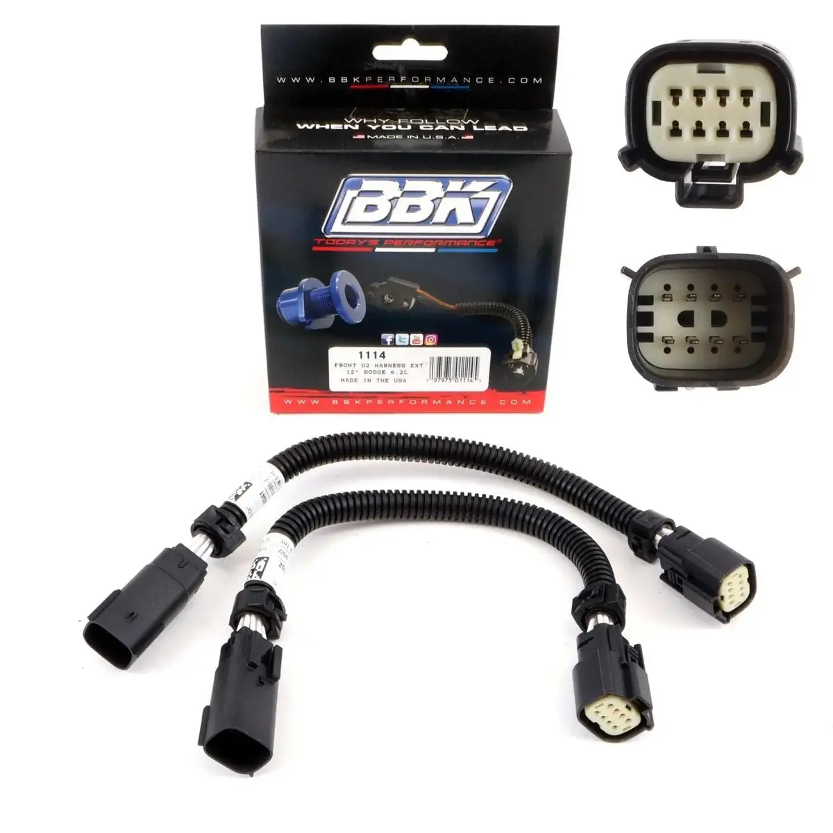Bbk Dodge Hellcat O2 Sensor Extensions Front 6 Pin 12 Inch 15-24 1