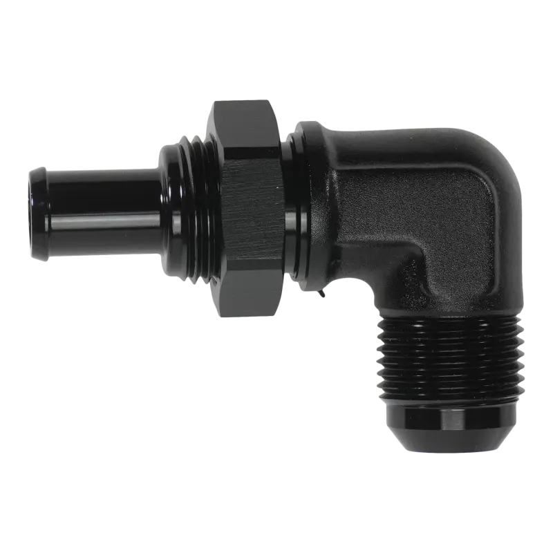 Deatschwerks 10An Male Flare Bulkhead To 1/2In Hose Barb 90-Degree 1