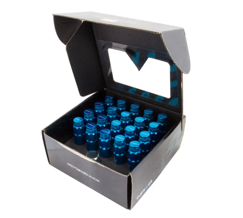 Nrg 700 Series M12 X 1.25 Steel Lug Nut W/Dust Cap Cover Set 21 Pc W/Locks & Lock Socket - Blue 1