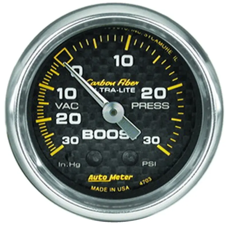 Autometer Carbon Fiber 52Mm 30 Psi Mechanical Boost Gauge 1