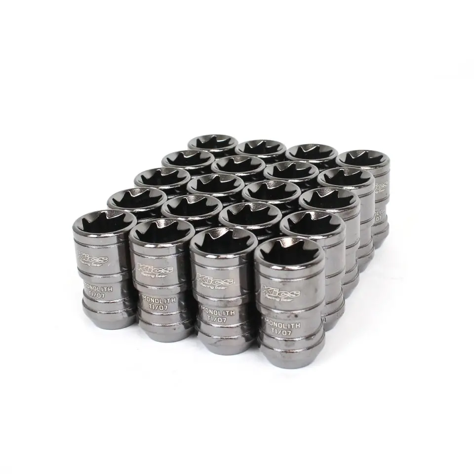 Project Kics 12 X 1.25 Glorious Black T1/06 Monolith Lug Nuts - 20 Pcs 1