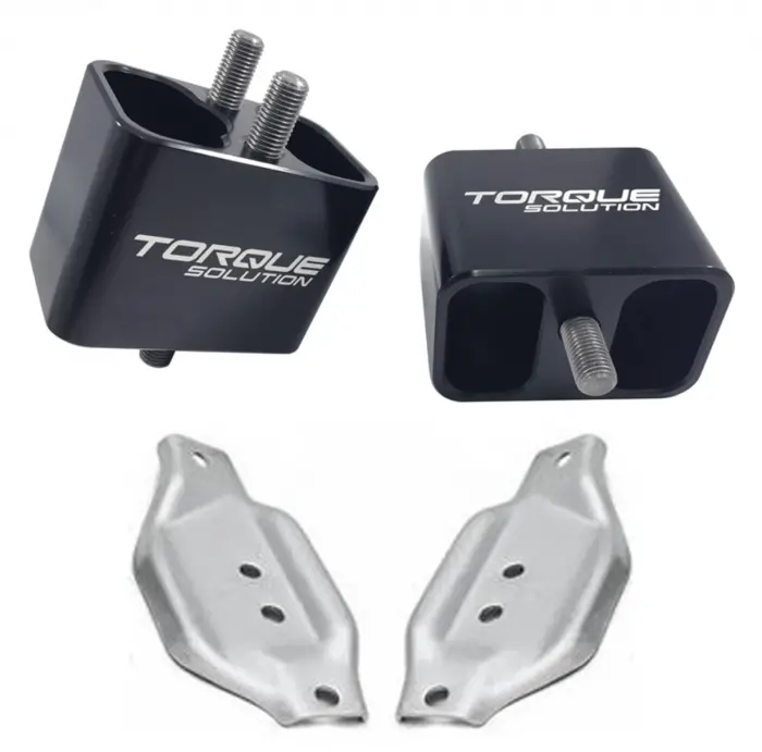 Torque Solution Solid Billet Engine Mounts W/ Subaru Oem Mount Plates - 2002-2014 Wrx, 2004-2021 Sti 1