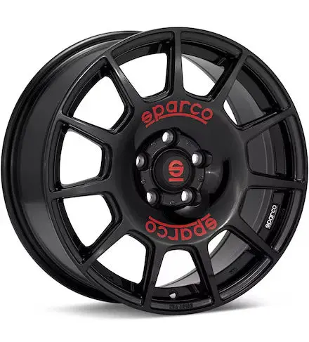 Oz Sparco Terra 17 X 7.5 +45 5 X 114.3 Cb73.1 Gloss Black W/ Red Lettering 1