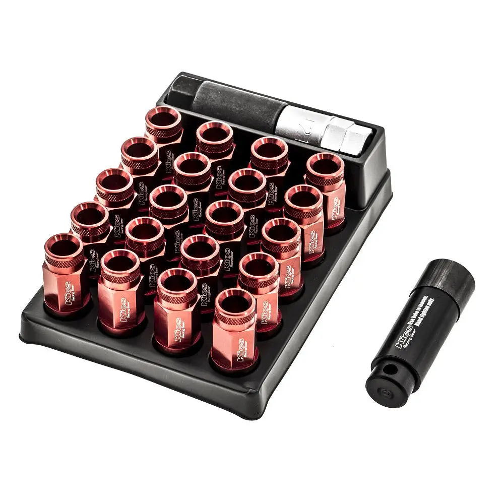 Project Kics Leggdura Racing Shell Type 53Mm Open Ended Lug Nuts - Red M12x1.25 1