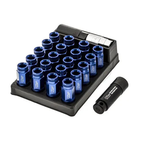 Project Kics Leggdura Racing Shell Type 53Mm Open Ended Lug Nuts - Blue M12x1.25 1